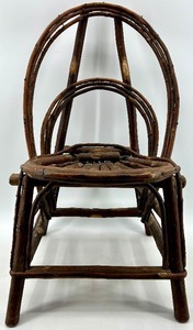 lot 36 image: Childs Chair - Vintage Bentwood & Woven Rattan Frame