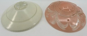 lot 43 image: Vintage Glass Light Shades Pink & Clear (Lot of 2)