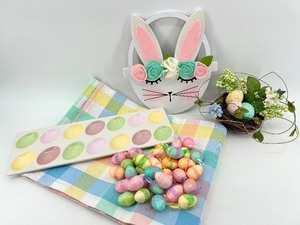 lot 61 image: Easter Bunny Wreath Decor with Table Runner, Egg Tray, Bird Nest & Pastel Eggs
