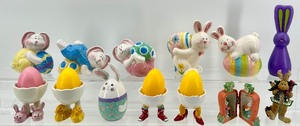 lot 88 image: Ceramic Easter Bunny Figurines & Egg Decor Collection