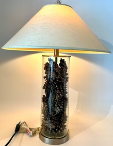 lot 96 image: Table Lamp with Pinecone Glass Cylinder & Shade