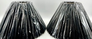 lot 111 image: NEW Lampshades Pair - Black Pleated & Gold Interior