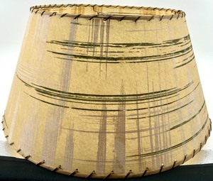 lot 113 image: Vintage Fiberglass Lampshade - 13 x 10.5 in - Beige with Abstract Stripe Pattern