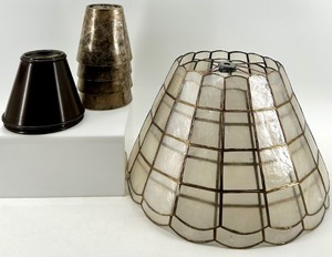 lot 116 image: Capiz Shell Lampshades - 2 Capiz Shell Shades, 4 Mica Shades & 2 Metal Shades