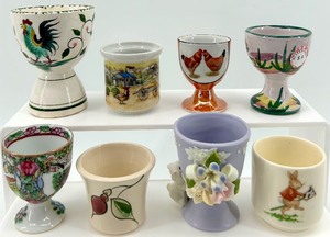 lot 265 image: Vintage Royal Doulton Bunnykins & Assorted Decorative Egg Cups (Lot of 8)