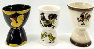 lot 267 image: Vintage Rooster Ceramic Egg Cups - Made in Japan - 3-Piece Set