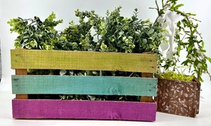 lot 280 image: Wooden Planter Crate - Multi-Color Painted 3-Tier IndoorOutdoor Garden Box