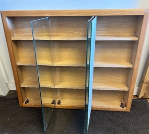 Wooden Display Cabinet with Mirrored Doors - 36 x 4 x 30