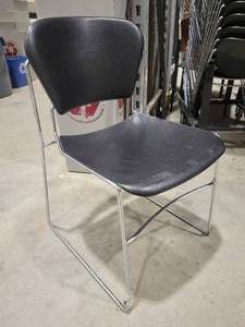 lot 1SK image: Lot of 200 Identical (601339) Plastic Black Chairs With Metal Frames