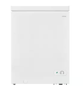 lot 48 image: Vissani 5.0 cu. ft. Manual Defrost Chest Freezer with LED Light in White Model # HMCF5W5 (Transit Damage, See Photos)