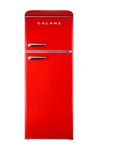 lot 21 image: Galanz 22 in. 7.6 cu. ft. Retro Top Freezer Refrigerator, Hot Rod Red Model # GLRF76TMRDER2 (Used, Minor Transit Damage, See Photos)