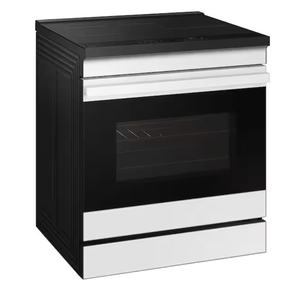 lot 31 image: Samsung Bespoke 30 in. 6.3 cu. ft. 4-Burner Element Smart Slide-In Induction Range in White Glass with Air Sous Vide Model # NSI6DB950012 SKU # 1011079801 (Minor Transit Damage, See Photos Of Back)