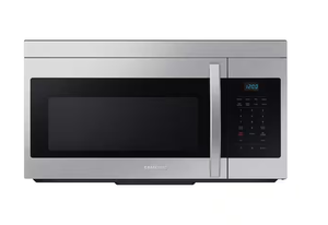 lot 38 image: Samsung 1.6 cu. ft. 1000 W Stainless Steel Over-the-Range Microwave with Auto Cook Model # ME16A4021AS