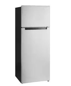 lot 46 image: Vissani 7.2 cu. ft. Top Freezer Refrigerator in Fingerprint Resistant Stainless Steel Look Model # MDTF7SSES4 (Transit Damage, See Photos)