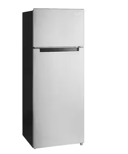 lot 57 image: Vissani 7.2 cu. ft. Top Freezer Refrigerator in Fingerprint Resistant Stainless Steel Look Model # MDTF7SSES4 (Transit Damage, See Photos)