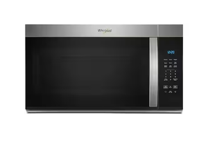 lot 302 image: Whirlpool 30 in. 1.7 cu. ft. Over-the-Range Microwave in Stainless Steel Finish with Express Cooking Buttons Model # WMMS3130RS02 (Used)
