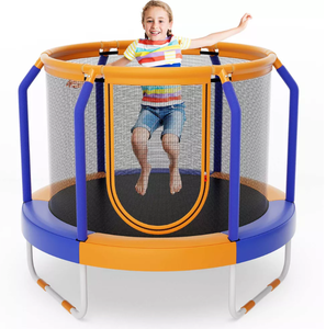 lot 313 image: Costway 48 Mini Trampoline with Enclosure Heavy-Duty Metal Frame U-shaped Legs Orange
