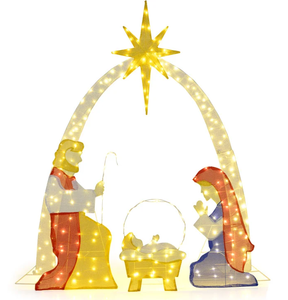 lot 316 image: Costway 6 Feet Lighted Nativity Scene Yard Decoratio with 240 Warm White LED Lights
