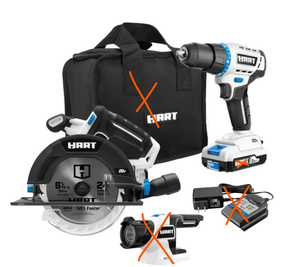 lot 318 image: Hart 20V Tool Combo Kit (ONLY Drill & Circular Saw) (Missing Light Tool, Charger, Bag, & Battery)