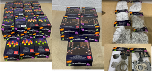 lot 319 image: LOT OF Halloween Decorations (Lights, Spider Webbs, & Costume Handcuffs)