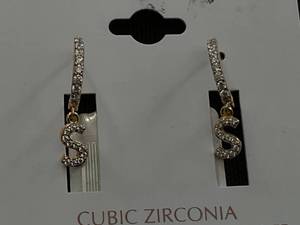 lot 76 image: GIANI BERNINI Cubic Zirconia S Initial Dangle Hoop Earrings 18k Gold Over Sterling Sliver