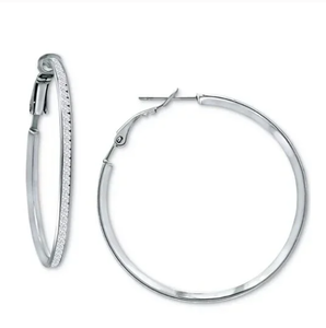 lot 77 image: GIANI BERNINI 40mm Sterling Silver Cubic Zirconia Medium Hoop Earrings 1.5