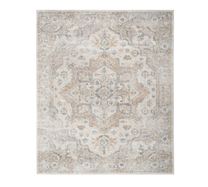 lot 133 image: Nourison Astra Machine Washable 9 x 12 (ft) Loomed Polyester Silver Grey Rectangular Indoor DistressedOverdyed Vintage Machine washable Pet Friendly Area rug (Used)