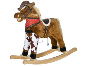 lot 134 image: Costway Qaba Baby Rocking Horse, Large Riding Horse W Realistic Sounds