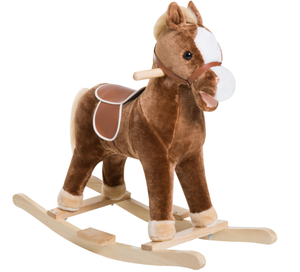 lot 324 image: Qaba Kids Ride on Rocking Horse Toddler Plush Toy with Realistic Sounds for 3 Years Old Children - Brown