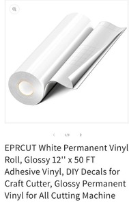lot 10 image: 12 X 50Ft Roll Or White Adhesive Vinyl