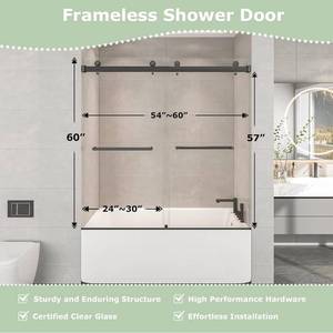 lot 77 image: Epxmkx 60 X 60 Clear Glass Shower Door