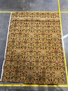 lot A-14 image: Golden Floral Rug with Green Lattice - Fringed Edge, Vintage Oriental Style Area Rug