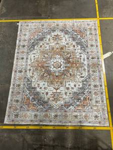 lot 16 image: Area Rug - Persian-Style Oriental Medallion, Multi-Color