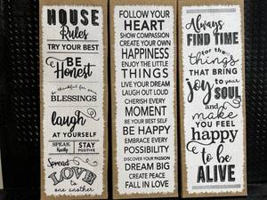 lot 20 image: Inspirational Quote Burlap Wall Art Triptych - 3 Piece Set