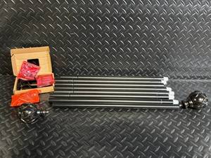 lot 33 image: Black Curtain Rod Set with Ball Finials and Mounting Hardware