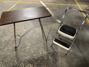 lot 42 image: Cosco Two-Step Folding Stool - Wood Table Top (2-Piece Set)