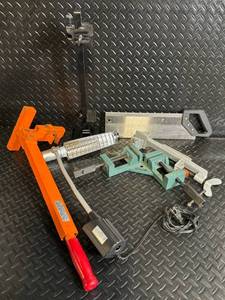 lot 103 image: Weed Wrench Wood Plant Puller with Stand and Assorted Clamps - USA Made