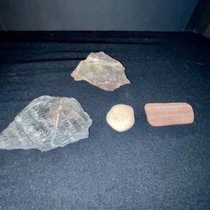 lot 244 image: ChertFlint Rocks with Ridge Texture & Wood Tile (Lot of 4)