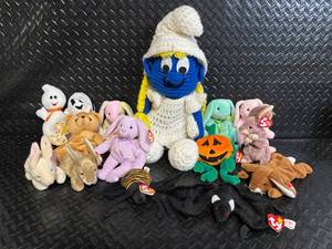 lot 129 image: TY Beanie Babies Collection - Assorted Beanie Babies Set (Pumpkin, Nibbler, Floppity, Hoppity, Ears, Radar)