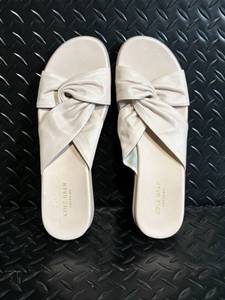 lot 154 image: Cole Haan Grand.OS Knot Slide Sandals - Ivory Leather - Womens Size 10B