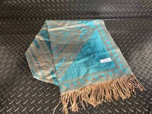 lot 161 image: Jerusalem Cashmere Scarf - 100% Cashmere Turquoise Fringe