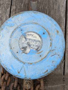 lot 28 image: Pittsburg 5 Ton Manuel Hoist with Massive Hook and Chain