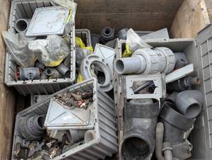 lot 61 image: Large Crate of PVC Supplies and Valves - Pool and Irrigation Materials