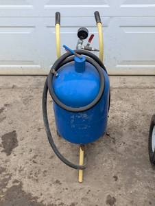 lot 96 image: Sand Blaster Tank with Gauge and Cart