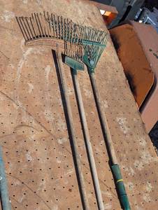 lot 128 image: Lot of 3 Vintage Metal Rakes