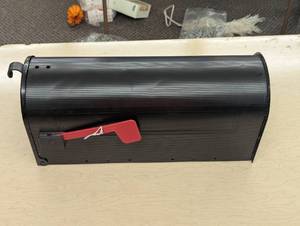 lot 19 image: Standard Black Mail Box with Red Flag