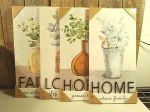 lot 1 image: 4 Set of Wall Decor - Vertical White Wood Signs