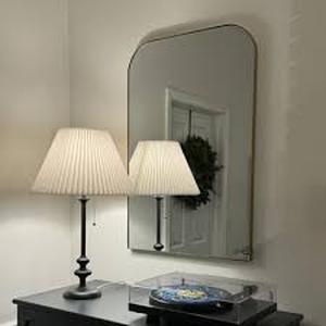 lot 258 image: 24 x 36 Infinity Mantle Wall Mirror Black - Threshold Rust-Resistant, Rounded Top, Wall Mount