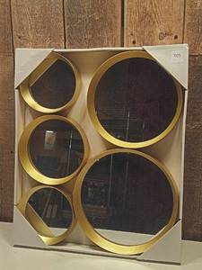 lot 105 image: Gold Wall Mirrors 5pc