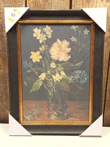 lot 63 image: 12 x 16 Floral Cotton Canvas Framed Wall Art - Threshold